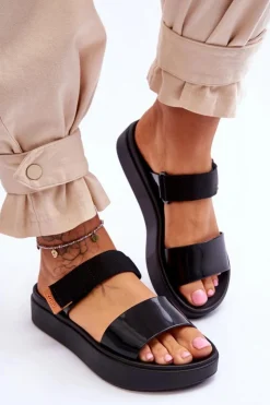 Outlet ZAXY Wegańskie Klapki Na Rzep HH285282 Czarne