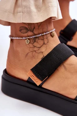 Outlet ZAXY Wegańskie Klapki Na Rzep HH285282 Czarne