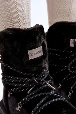 Damskie D.Franklin Wegańskie Śniegowce Na Platformie Wodoodporne DFSH371008 Czarne