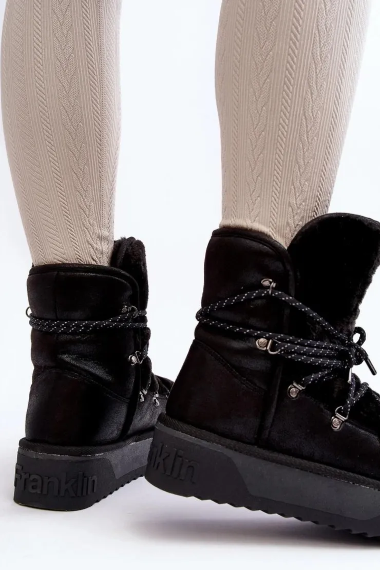 Damskie D.Franklin Wegańskie Śniegowce Na Platformie Wodoodporne DFSH371008 Czarne