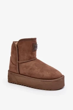 Damskie D.Franklin Wegańskie Śniegowce Na Platformie DFSH371004 Ciemnobeżowe