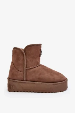 Damskie D.Franklin Wegańskie Śniegowce Na Platformie DFSH371004 Ciemnobeżowe