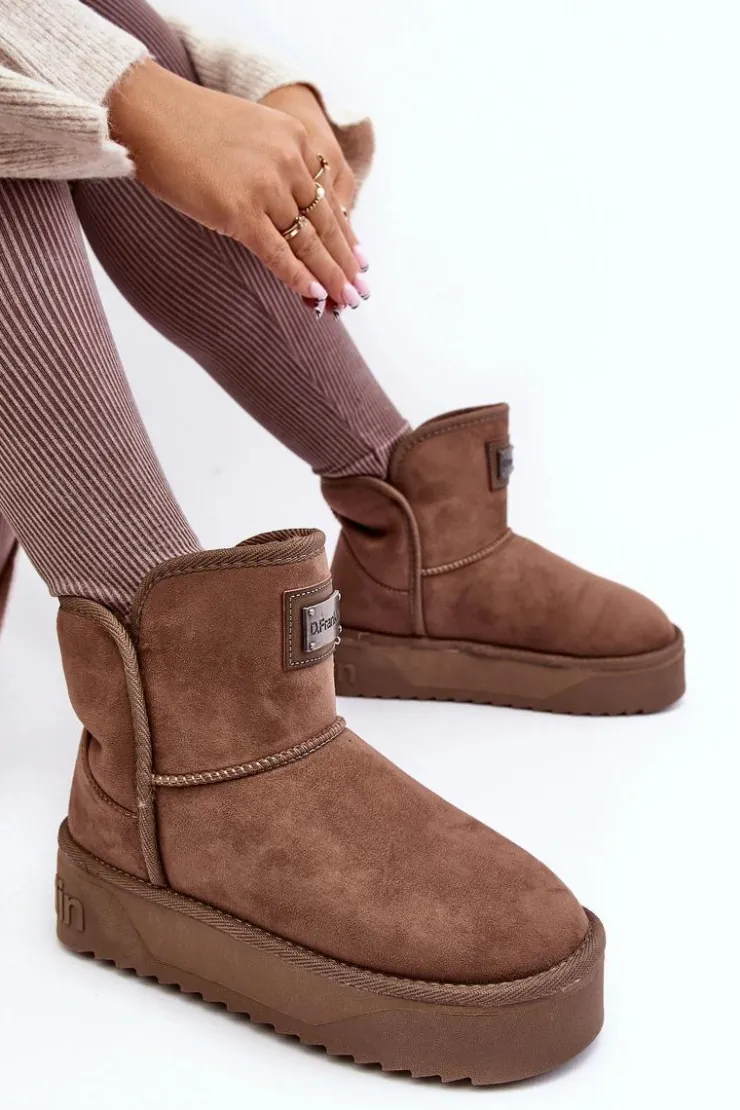 Damskie D.Franklin Wegańskie Śniegowce Na Platformie DFSH371004 Ciemnobeżowe