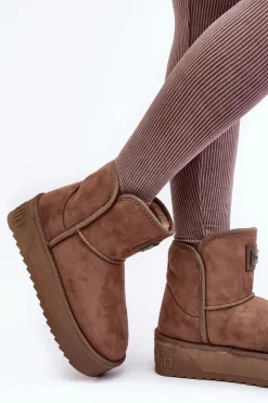 Damskie D.Franklin Wegańskie Śniegowce Na Platformie DFSH371004 Ciemnobeżowe