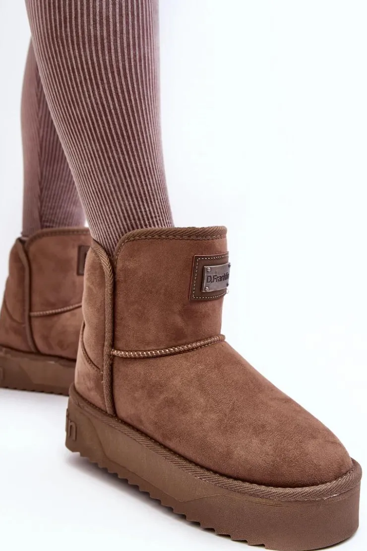 Damskie D.Franklin Wegańskie Śniegowce Na Platformie DFSH371004 Ciemnobeżowe