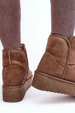 Damskie D.Franklin Wegańskie Śniegowce Na Platformie DFSH371004 Ciemnobeżowe