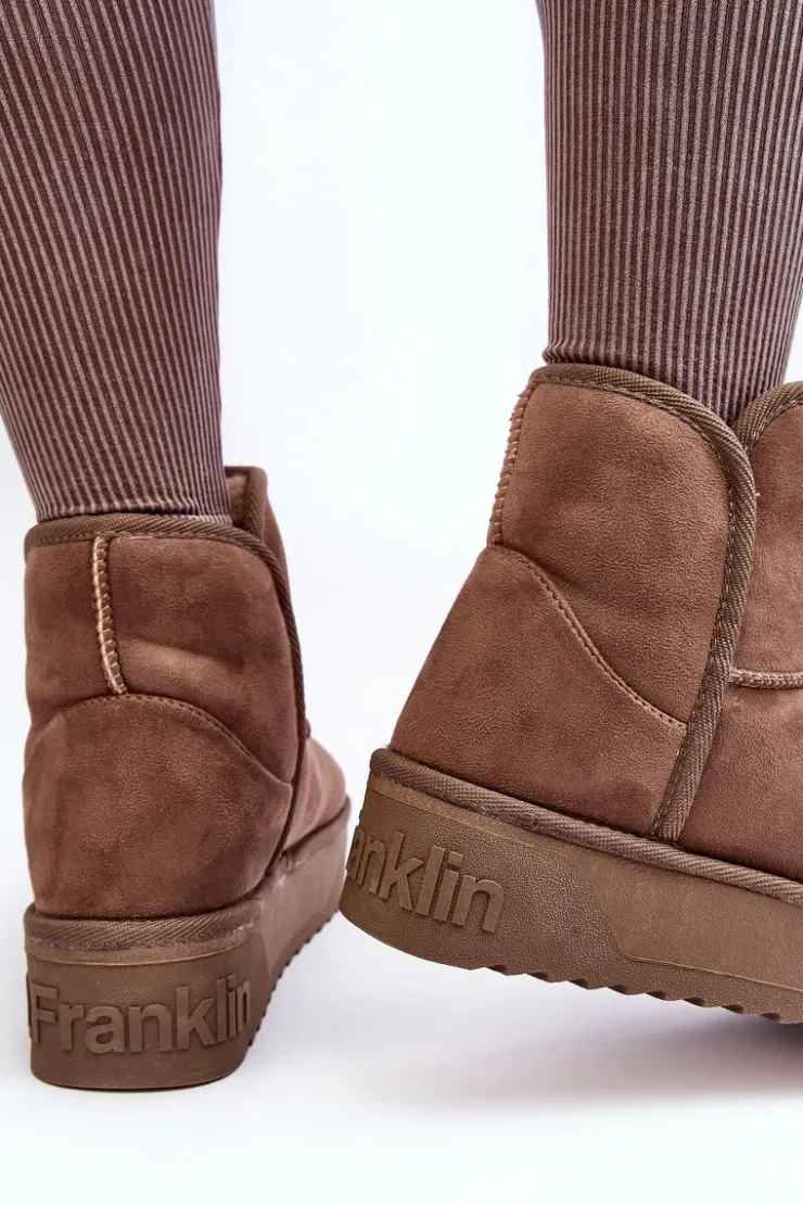 Damskie D.Franklin Wegańskie Śniegowce Na Platformie DFSH371004 Ciemnobeżowe