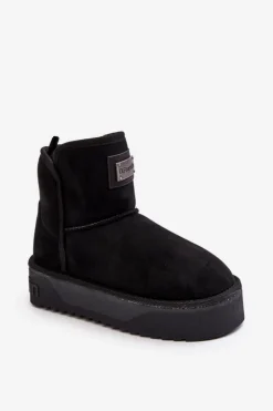 D.Franklin Śniegowce Damskie*Wegańskie Wodoodporne Śniegowce Na Platformie DFSH371004 Czarne Czarny