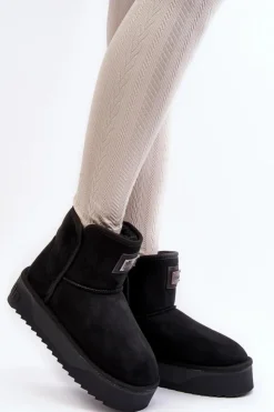 D.Franklin Śniegowce Damskie*Wegańskie Wodoodporne Śniegowce Na Platformie DFSH371004 Czarne Czarny