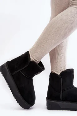 D.Franklin Śniegowce Damskie*Wegańskie Wodoodporne Śniegowce Na Platformie DFSH371004 Czarne Czarny