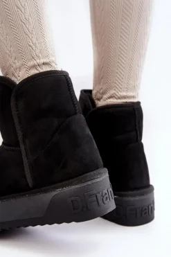 D.Franklin Śniegowce Damskie*Wegańskie Wodoodporne Śniegowce Na Platformie DFSH371004 Czarne Czarny