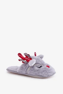 Discount Boto Świąteczne Kapcie Z Motywem Renifera Szare Sylaia Szary