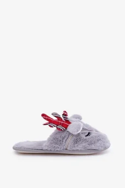 Discount Boto Świąteczne Kapcie Z Motywem Renifera Szare Sylaia Szary