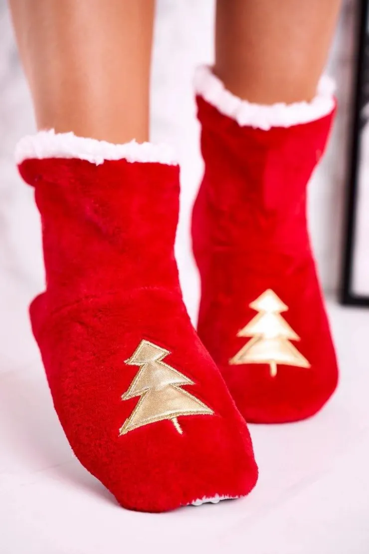 Damskie Aura.via Świąteczne Papcie Z Choinką Ocieplone Kożuszkiem Holly