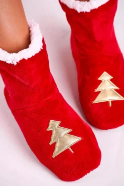 Damskie Aura.via Świąteczne Papcie Z Choinką Ocieplone Kożuszkiem Holly