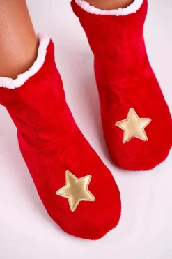 Damskie Aura.via Świąteczne Papcie Z Gwiazdą Ocieplone Kożuszkiem Holly