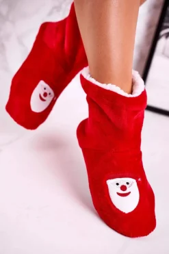 Aura.via Kapcie Klasyczne*Świąteczne Papcie Z Mikołajem Ocieplone Kożuszkiem Holly