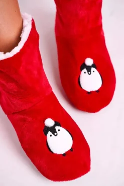 Damskie Aura.via Świąteczne Papcie Z Pingwinem Ocieplone Kożuszkiem Holly