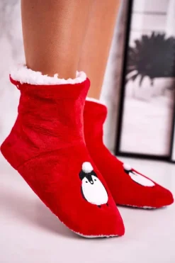 Damskie Aura.via Świąteczne Papcie Z Pingwinem Ocieplone Kożuszkiem Holly