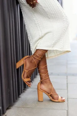 Damskie Boto Wiązane Sandały Na Słupku Camel Catwalk