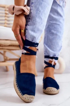 Sale Boto Wiązane Zamszowe Espadryle Granatowe Ismanne