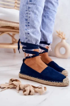 Sale Boto Wiązane Zamszowe Espadryle Granatowe Ismanne