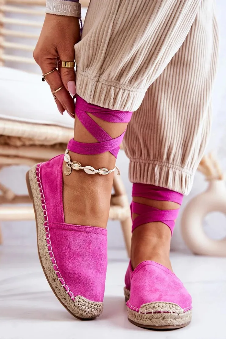 Outlet Boto Wiązane Zamszowe Espadryle Fuksja Ismanne