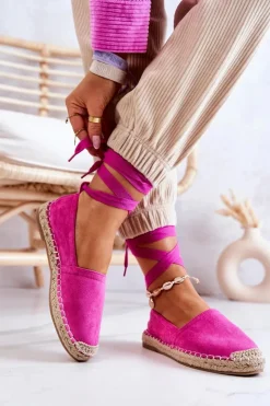 Outlet Boto Wiązane Zamszowe Espadryle Fuksja Ismanne