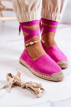 Outlet Boto Wiązane Zamszowe Espadryle Fuksja Ismanne