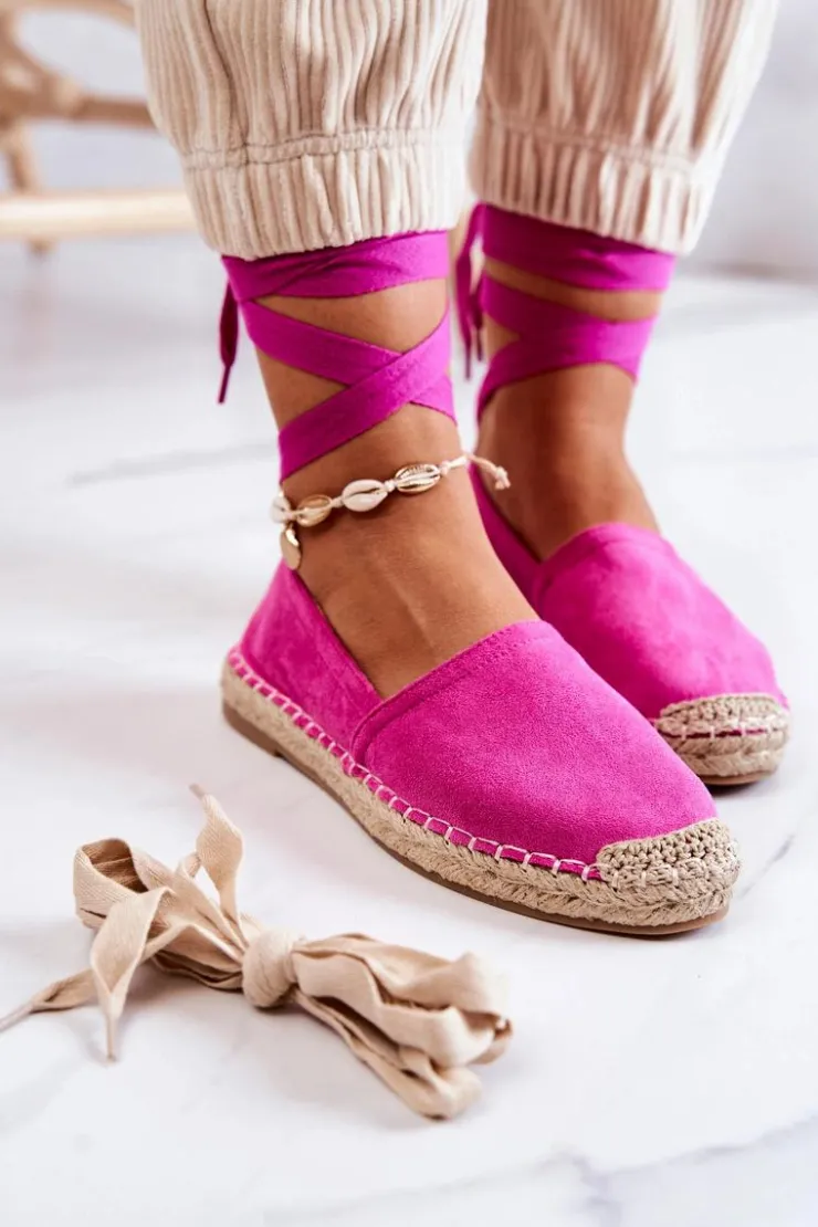 Outlet Boto Wiązane Zamszowe Espadryle Fuksja Ismanne