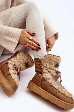 Outlet D.Franklin Wodoodporne Śniegowce Na Platformie Wegańskie DFSH370004 Brązowe Brązowy