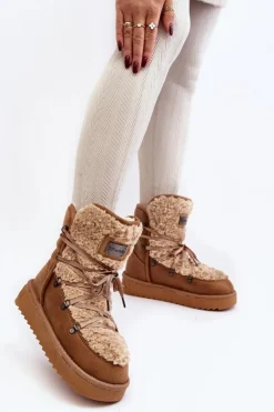 Outlet D.Franklin Wodoodporne Śniegowce Na Platformie Wegańskie DFSH370004 Brązowe Brązowy