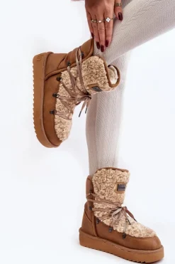 Outlet D.Franklin Wodoodporne Śniegowce Na Platformie Wegańskie DFSH370004 Brązowe Brązowy