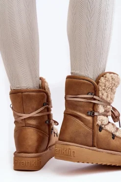 Outlet D.Franklin Wodoodporne Śniegowce Na Platformie Wegańskie DFSH370004 Brązowe Brązowy