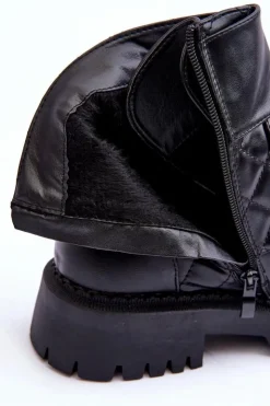 Boto Botki Ocieplane|Botki Sznurowane*Workery Botki Damskie Z Ozdobą Czarne Toye