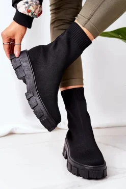 Boto Czarne Botki|Brązowe I Beżowe Botki*Workery Z Elastycznej Tkaniny Na Platformie Czarne Inspiration