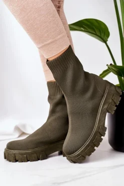 Boto Czarne Botki|Brązowe I Beżowe Botki*Workery Z Elastycznej Tkaniny Na Platformie Zielone Inspiration