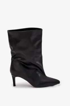 Damskie Boto Wsuwane Botki Damskie Na Szpilce Czarne Solvienne