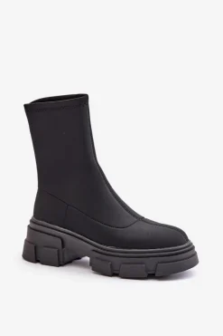 Boto Czarne Botki|Botki Płaskie*Wsuwane Botki Na Płaskim Obcasie Czarne Ravendria