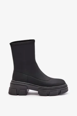 Boto Czarne Botki|Botki Płaskie*Wsuwane Botki Na Płaskim Obcasie Czarne Ravendria