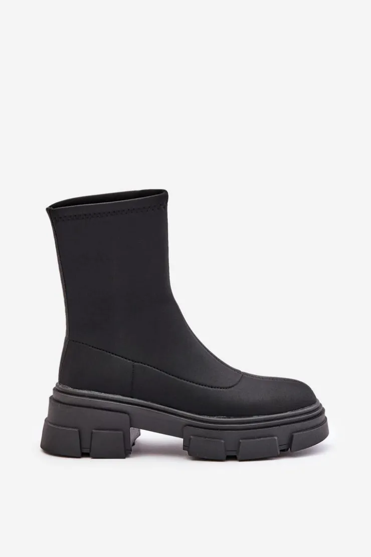 Boto Czarne Botki|Botki Płaskie*Wsuwane Botki Na Płaskim Obcasie Czarne Ravendria