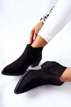 Best Boto Wsuwane Botki Zamszowe Czarne Assanella