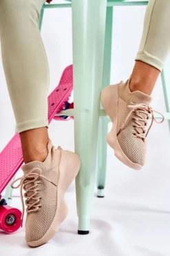 New Boto Wsuwane Buty Sportowe Damskie Beżowe Dalmiro