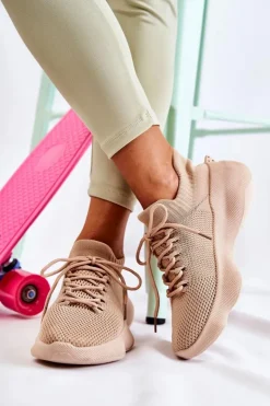 New Boto Wsuwane Buty Sportowe Damskie Beżowe Dalmiro