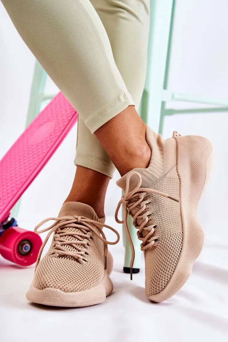 New Boto Wsuwane Buty Sportowe Damskie Beżowe Dalmiro