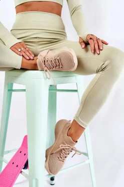 New Boto Wsuwane Buty Sportowe Damskie Beżowe Dalmiro