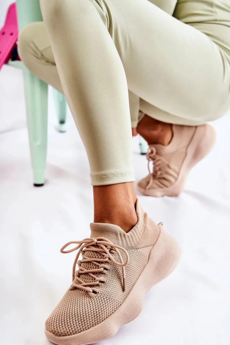 New Boto Wsuwane Buty Sportowe Damskie Beżowe Dalmiro