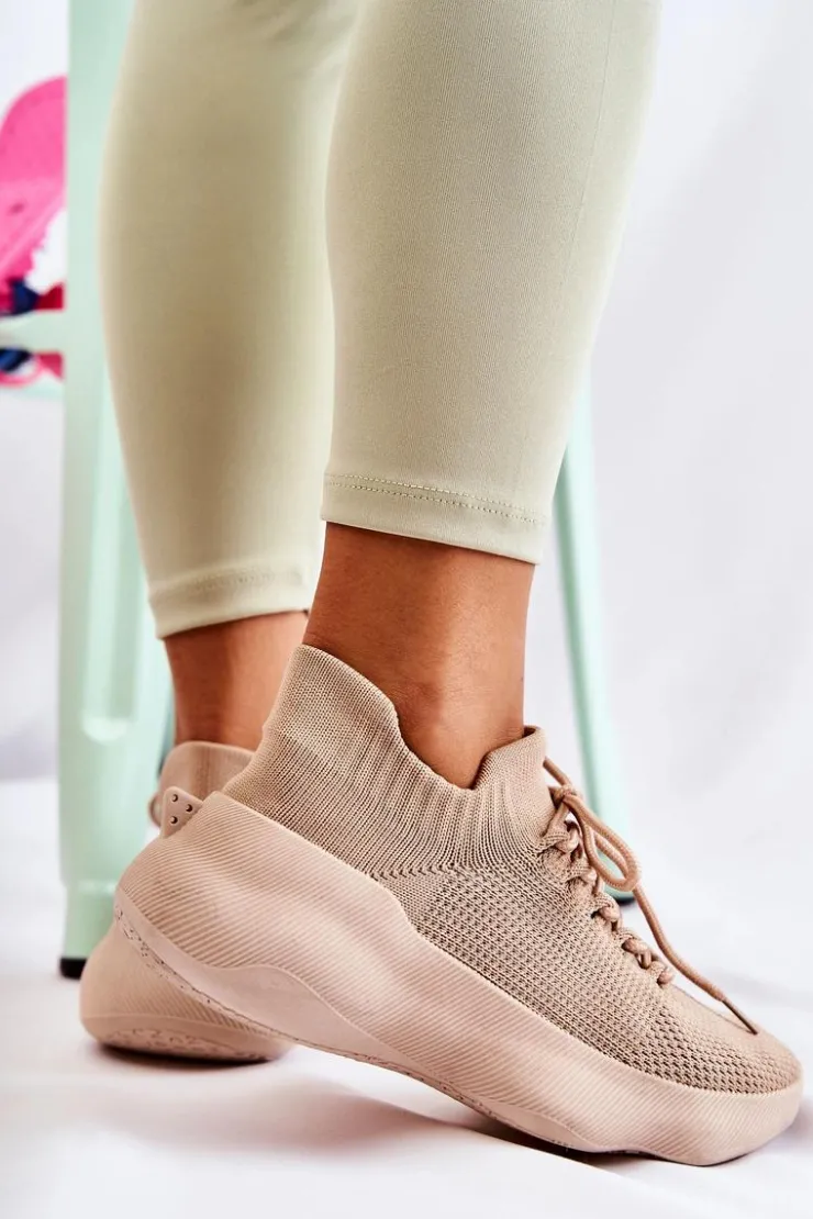 New Boto Wsuwane Buty Sportowe Damskie Beżowe Dalmiro