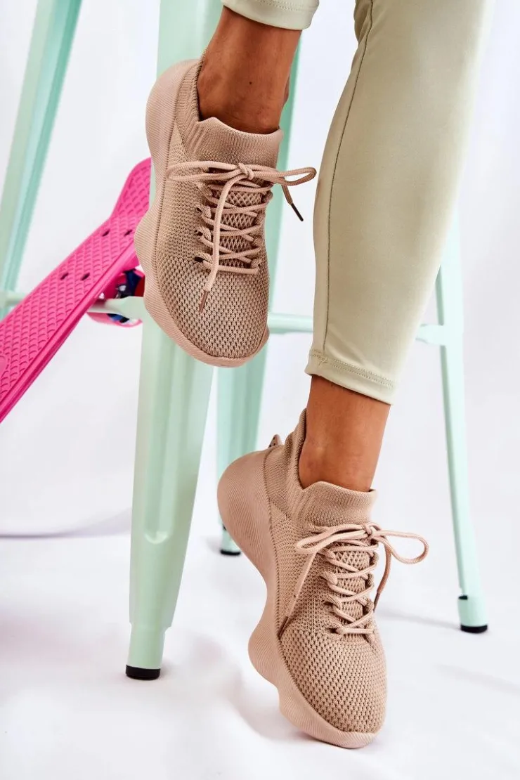 New Boto Wsuwane Buty Sportowe Damskie Beżowe Dalmiro