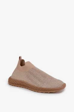 Damskie buty S.Barski Sneakersy Damskie*Wsuwane Buty Sportowe Damskie Ze Zdobieniem D&A TW121 Beżowe Beżowy